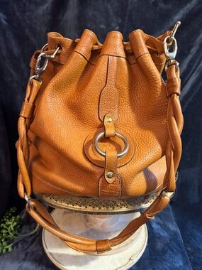 Vintage ST Le Pionnier Large Pebbled Leather Drawstring Bucket Bag